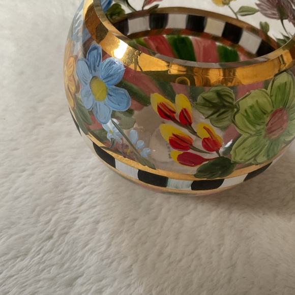 MacKenzie-Childs Hand-Painted Flower Market Glass Globe Vase/Candle Holder - Picture 8 of 14
